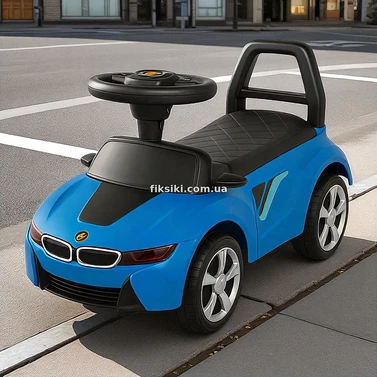 Детская каталка - толокар M 6155-4 синяя, BMW, светятся фары