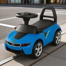 Детская каталка - толокар M 6155-4 синяя, BMW, светятся фары