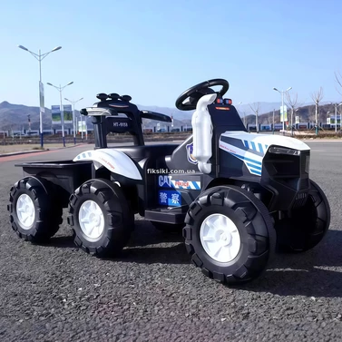 Детский электромобиль трактор M 6219 EBLR-1 белый, прицеп, пульт управления