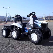 Детский электромобиль трактор M 6219 EBLR-1 белый, прицеп, пульт управления