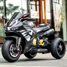 Детский электромотоцикл M 6220 ELR-2 черный, Honda, кожаное сиденье
