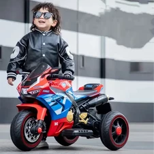 Детский электромотоцикл M 6220 ELR-2 черный, Honda, кожаное сиденье фото 16