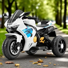 Детский электромотоцикл M 6220 ELR-1 белый, Honda, кожаное сиденье