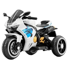 Детский электромотоцикл M 6220 ELR-1 белый, Honda, кожаное сиденье фото 11