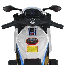 Детский электромотоцикл M 6220 ELR-1 белый, Honda, кожаное сиденье фото 25