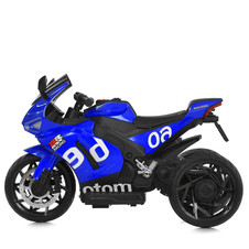 Детский мотоцикл на аккумуляторе M 6265 EL-4, два мотора, EVA колеса, синий фото 44