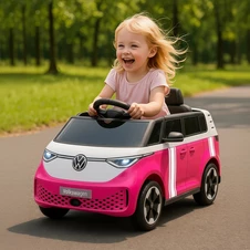 Детская машина на аккумуляторе M 6281 EBLR-8 Volkswagen, мягкое сиденье, розовая фото 11