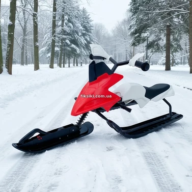 Кликните для увеличения изображения Детский снегокат MS 4636-2 с низкой рамой, кожаное сиденье, красно-белый