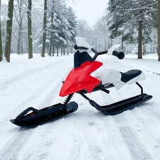 Детский снегокат MS 4636-2 с низкой рамой, кожаное сиденье, красно-белый