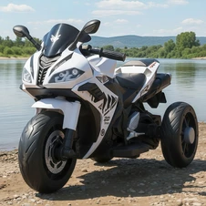 Детский электромотоцикл M 6273 EL-2 черный, кожаное сиденье фото 13