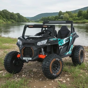 Двухместный детский багги M 6278 EBLR-2-15 (24V) черно-бирюзовый, четыре мотора