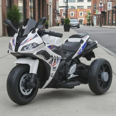 Детский электромотоцикл M 6273 EL-1 белый, кожаное сиденье
