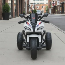 Детский электромотоцикл M 6273 EL-1 белый, кожаное сиденье фото 11