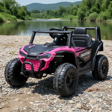 Детский багги для девочки M 6258 EBLR-8 розовый, кожаное сиденье