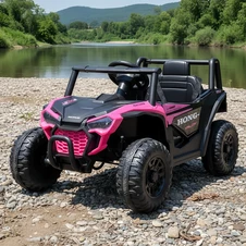 Детский багги для девочки M 6258 EBLR-8 розовый, кожаное сиденье