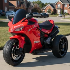 Детский мотоцикл M 6266 EL-3 красный, мягкое сиденье, EVA колеса