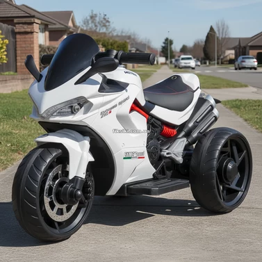 Детский мотоцикл M 6266 EL-1 белый, мягкое сиденье, EVA колеса