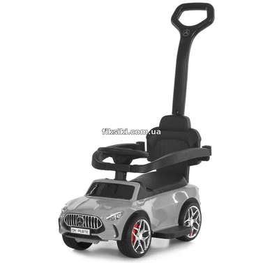 Каталка - толокар M 6255 EL-11 Mercedes с ручкой, мягкое сиденье, серая