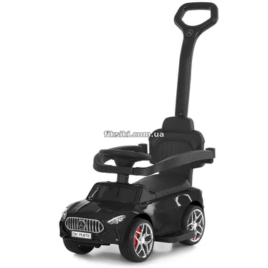 Детская каталка - толокар M 6255 EL-2 черная, с ручкой, Mercedes