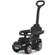 Детская каталка - толокар M 6255 EL-2 черная, с ручкой, Mercedes