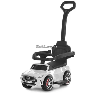 Детская каталка - толокар M 6255 EL-1 белая, с ручкой, Mercedes