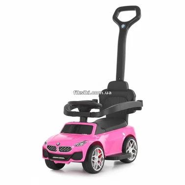 Каталка - толокар M 6253 EL-8 с родительской ручкой, BMW, розовая