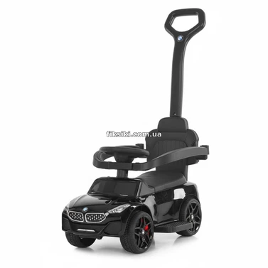 Детская каталка - толокар M 6253 EL-2 черная, BMW, родительская ручка