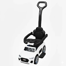 Каталка - толокар M 6254 EL-11 с родительской ручкой, Audi, белая фото 33