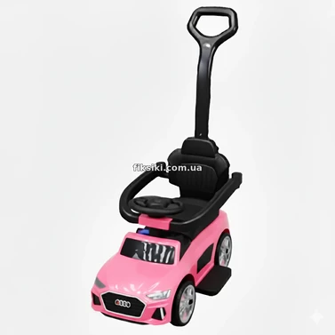 Каталка - толокар M 6254 EL-8 с родительской ручкой, Audi, розовая