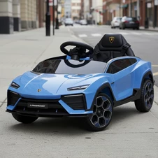 Детская машина M 6293 EBLR-4 синяя, Lamborghini, кожаное сиденье