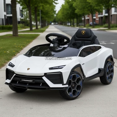 Детская машина M 6293 EBLR-1 белая, Lamborghini, кожаное сиденье