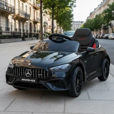 Детская электромашина M 6292 EBLR-2 черная, Mercedes, кожаное сиденье