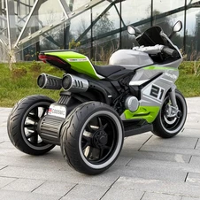 Детский электромотоцикл M 6264 EL-11, кожаное сиденье, 2 мотора, серый фото 44