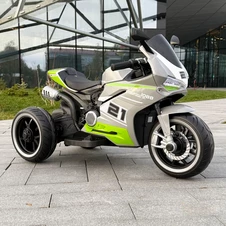 Детский электромотоцикл M 6264 EL-11, кожаное сиденье, 2 мотора, серый фото 55