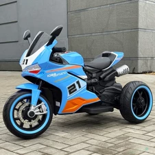 Детский мотоцикл на аккумуляторе M 6264 EL-4, мягкое сиденье, 2 мотора, синий купить