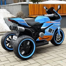 Детский мотоцикл на аккумуляторе M 6264 EL-4, мягкое сиденье, 2 мотора, синий фото 44