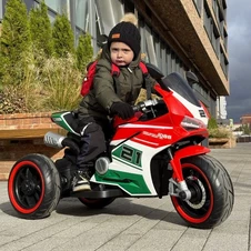 Детский мотоцикл на аккумуляторе M 6264 EL-3, мягкое сиденье, 2 мотора, красный фото 13