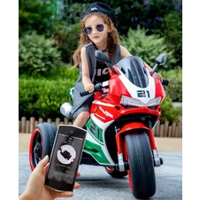 Детский мотоцикл на аккумуляторе M 6264 EL-3, мягкое сиденье, 2 мотора, красный фото 16