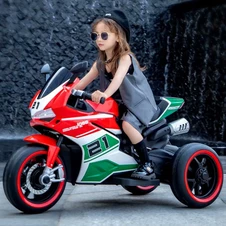 Детский мотоцикл на аккумуляторе M 6264 EL-3, мягкое сиденье, 2 мотора, красный купить