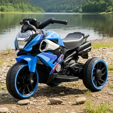 Мотоцикл для детей M 6262 EL-4, кожаное сиденье, синий