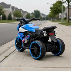 Мотоцикл для детей M 6262 EL-4, кожаное сиденье, синий фото 11