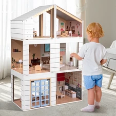 Кукольный домик MD 0750 деревянная игрушка, мебель, три этажа купить