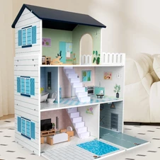 Деревянный кукольный домик MD 0748, мебель, три этажа фото 11