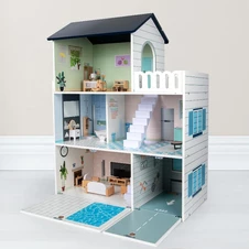 Деревянный кукольный домик MD 0748, мебель, три этажа фото 44