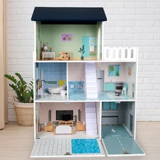 Деревянный кукольный домик MD 0748, мебель, три этажа фото 55