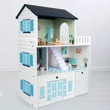 Деревянный кукольный домик MD 0748, мебель, три этажа фото 66