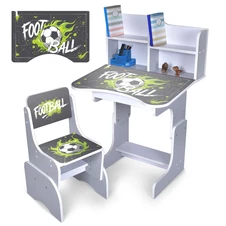 Детская парта со стульчиком N 2071-31-5 футбол, регулируется высота, серая