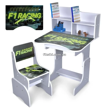Детская парта со стульчиком N 2071-30-5 Формула 1, регулируется высота, серая
