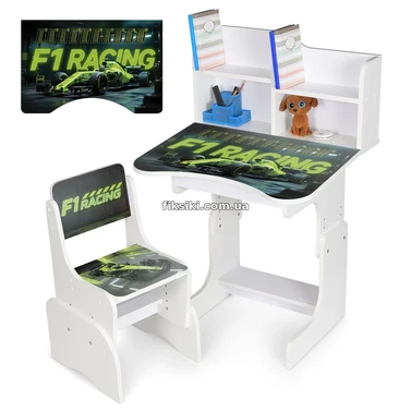 Детская парта со стульчиком N 2071-30-1 Формула 1, регулируется высота, белая