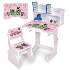 Детская парта N 2071-27-1 со стульчиком, регулируемая, Олененок, белая купить